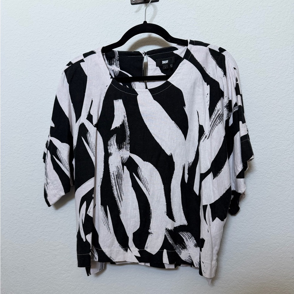 DKNY Monochrome Brushstroke Blouse